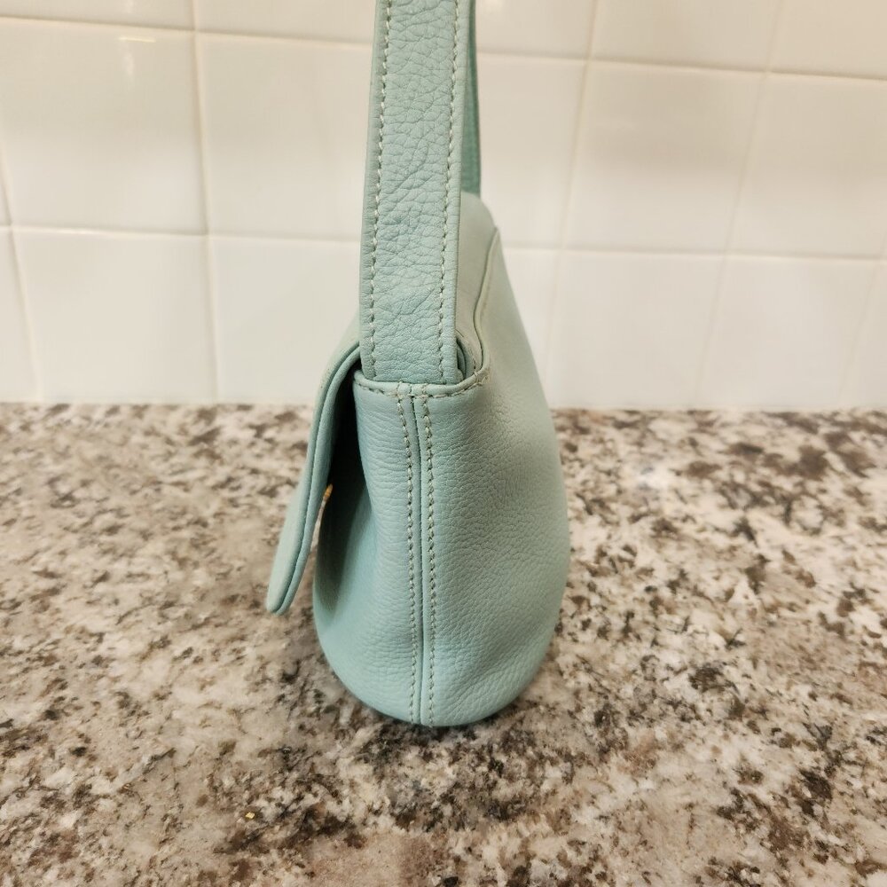 Coach Vintage Aqua Mint Sonoma Small Flap 4919 Natural Grain Leather 1996 USA - Picture 8 of 16